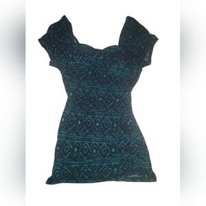 Elegant Black and Blue Patterned Dress